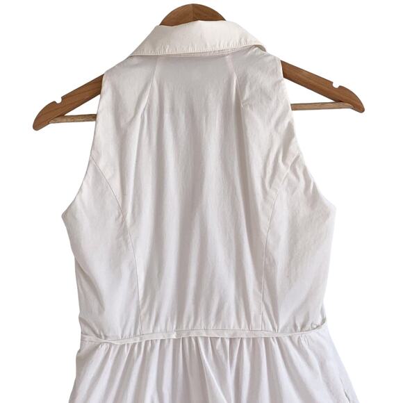 Shoshanna Collared Tiered Sleeveless Button Shirt Dress Fit and Flare White 4 - Picture 4 of 15